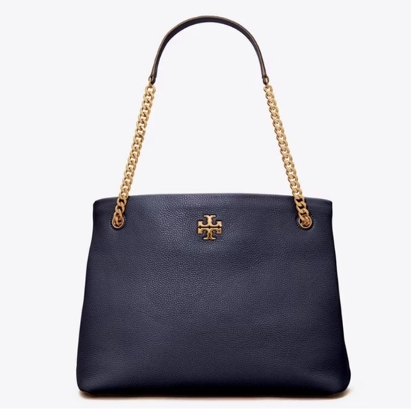 Tory Burch Dark Blue Shoulder Bag with Gold Chains - Picture 2 of 10